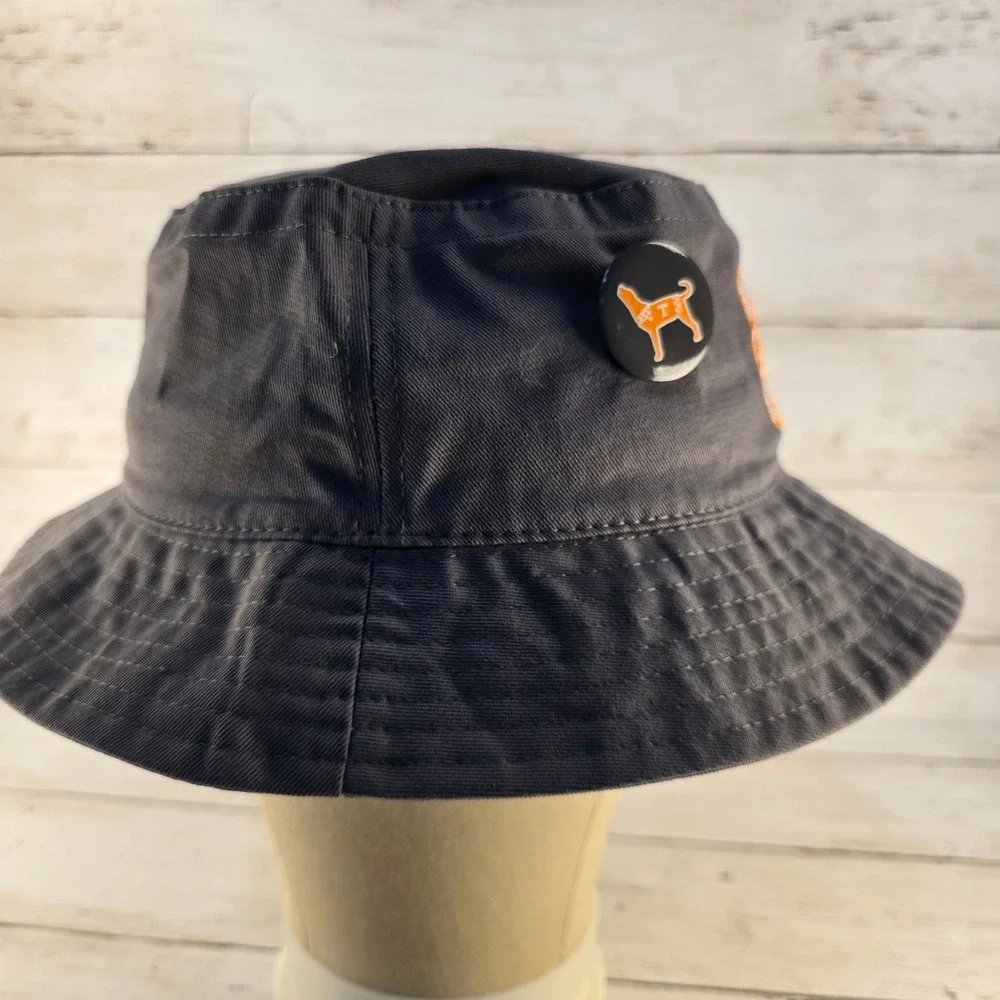 Tennessee Volunteers Vols Bucket Hat Gray Cotton Embroidered Fan Gear with Pin